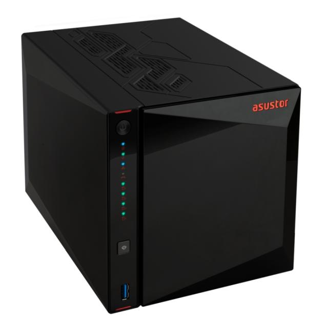 Мрежов сторидж Asustor Nimbustor AS5404T, 4 Bay NAS, Quad-Core 2.0GHz CPU, Dual 2.5GbE Ports, 4GB SO-DIMM DDR4 (Max. 16GB), Four M.2 SSD Slots (Diskless), 3x USB 3.2 Gen 1 Type A, WOW (Wake on WAN), WOL, System Sleep Mode, AES-NI hardware, encryption