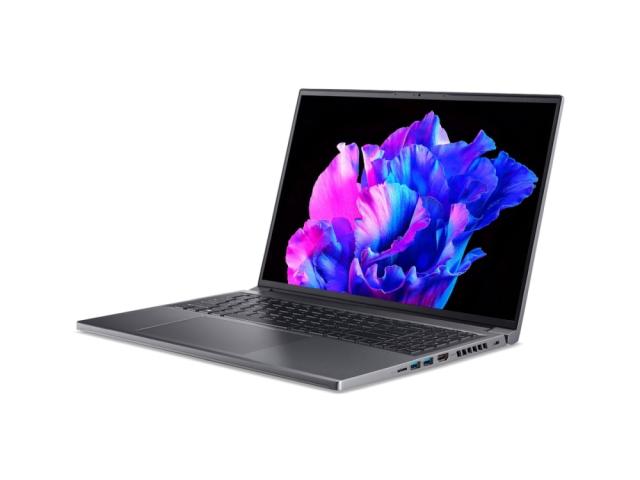 Лаптоп Acer Swift Edge, SFX16-61G-R6A3, AMD Ryzen 9 7940HS (4.0GHz up to 5.2GHz, 16MB), 16" 3.2K OLED 120Hz, WQXGA+ (3200 x 2000), 32GB LPDDR5, 1024GB PCIe SSD, RTX 4050 6GB GDDR6, Micro SD, QHD cam + mic, WIFI 6E BT, Backlit KB, FPR, Win 11 Home, Gr