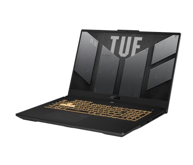 Лаптоп Asus TUF F17 FX707ZC4-HX009, Intel i7-12700H,2.3 GHz, 17.3" FHD (1920x1080)144Hz, 16GB DDR4 3200MHz (2x8 GB), PCIE NVME 512GB , RTX 3050 GDDR6, WiFi 6, RGB Illum. Kbd, no OS, Mecha Gray