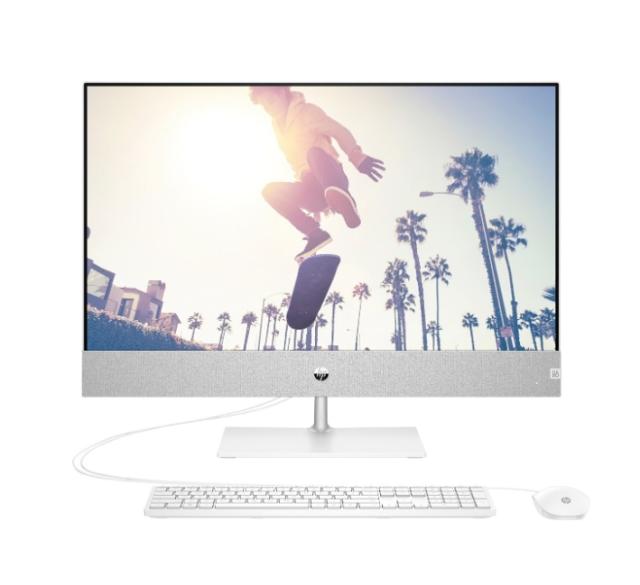 Настолен компютър - всичко в едно HP All-in-One 27-cb0000nu Starry White, AMD Ryzen 5 5500U (up to 4GHz/8MB/8C), 27" FHD AG IPS + FHD IR Camera,16GB 3200Mhz 2DIMM, 512GB PCIe SSD, WiFi 6 2x2 +BT, HP Keyboard & HP Mouse, Free DOS, 2Y Warranty