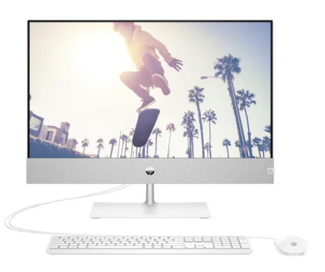 Настолен компютър - всичко в едно HP Pavilion All-in-One 24-ca0013nu Snowflake White, AMD Ryzen 7 5700U(up to 4.3GHz/8MB/8C), 23.8" FHD AG + 5MP Camera, 16GB 3200Mhz 2DIMM, 512GB PCIe SSD+1TB HDD, WiFi ac 2x2 +BT 5, HP Keyboard & HP Mouse, Free DOS. 