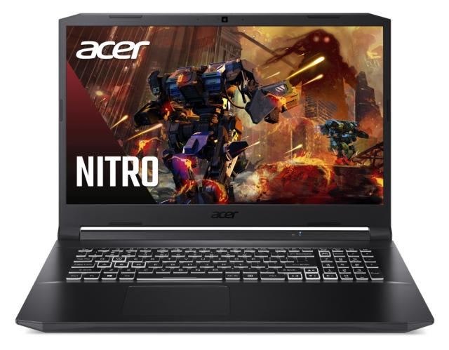 Лаптоп Acer Nitro 5, AN517-54-797L, Core i7-11600H (2.9GHz up to 4.6GHz, 18MB), 17.3" FHD IPS 144Hz, 16 GB DDR4 3200MHz (1 slot free), 1024GB NVMe SSD, HDD Kit, RTX 3050 4GB GDDR6, Cam&Mic.,Wi-Fi 6ax, BT 5.1, Backlit kbd, No OS, Black