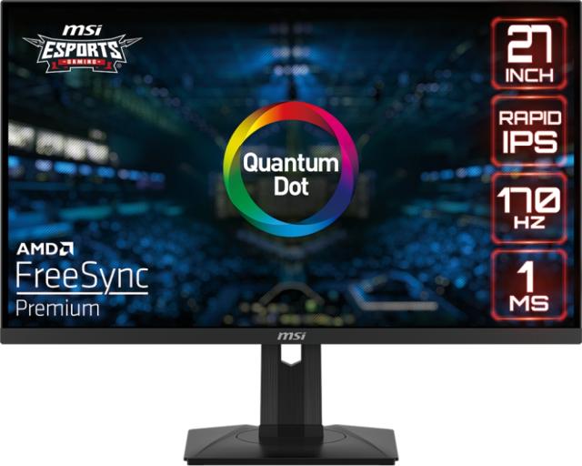 Монитор MSI G272QPF, 27", Rapid IPS, 1ms, 170Hz, 2560x1440, HDR Ready, Adaptive sync, Anti-glare, Night Vision, Anti-Flicker, Less Blue Light, Adjustable Stand 0 ~ 130mm, 1000:1, 300 NITS, 2x HDMI 2.0b, DP 1.2a, Headphone out, FLAT, Frameless, 9S6-3C