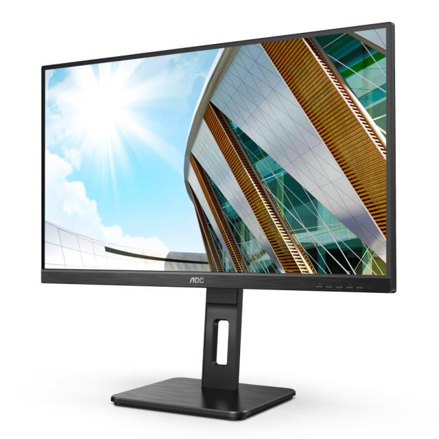 Монитор AOC Q27P2Q, 27" IPS WLED, 2560x1440@75Hz, 4ms GtG, 300cd m2, 1000:1, DCR 50M:1, FlickerFree, Low Blue Light, 2Wx2, Tilt, Height Adjust, Pivot, Swivel, D-SUB, HDMI, DP, USB hub
