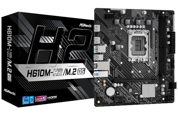 Дънна платка ASRock H610M-H2/M.2, H610, LGA 1700, DDR5, PCI-E 4.0, 4x SATA 6Gb/s, 1x M.2, 2x USB 3.2 Gen1, mATX