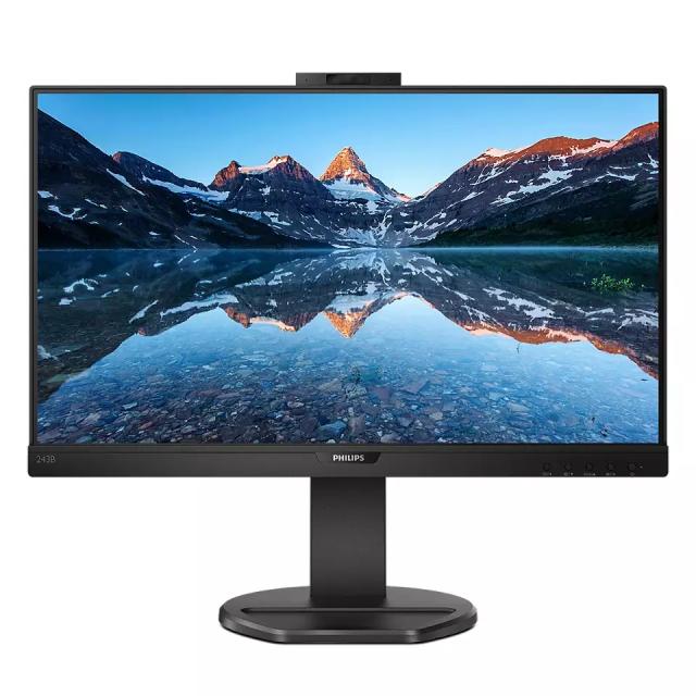 Монитор Philips 243B9H, 23.8" IPS WLED, 1920x1080@75Hz, 4ms GtG, 250cd/m2, 1000:1, DCR 50M:1, Adaptive Sync, FlickerFree, Low Blue Mode, 2Wx2, 2.0MP FHD Cam with mic, Tilt, Height Adjust, Pivot, Swivel, D-SUB, HDMI, DP, USB hub+Philips Smart Bottle