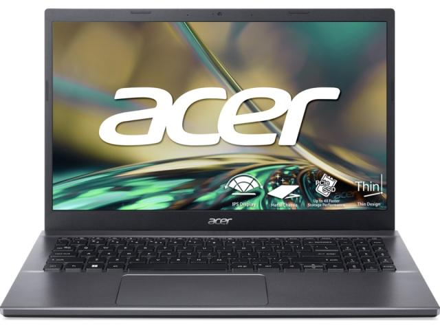Лаптоп Acer Aspire 5, A515-57-50D8, Core i5-12450H (up to 4.40 GHz, 12MB), 15.6" FHD IPS SlimBezel 144Hz, HD Cam, 16GB DDR4 (2x8GB), 512GB PCIe NVMe SSD, Intel UMA, 802.11ax, BT 5.1, FPR, Backlit Kbd, Linux, Gray