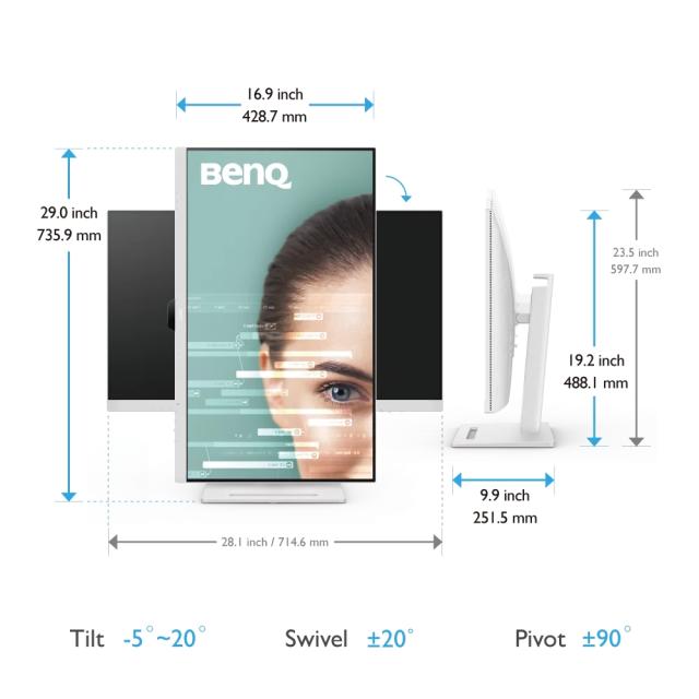 Монитор BenQ GW3290QT 32" IPS, 5ms, QHD 2560x1440, 75Hz, 99% sRGB, Eye Rem.,Eye-CareU, Flicker-free, LBL, B.I. Gen2, ePaper, 1000:1, 20M:1 DCR, 8 bit, 350cd/m2, HDMI, DP, USB-C 60W, Daisy Chain, 3xUSB 3.2, 2Wx2, HAdj.110mm, Headph.jack, Line In,Tilt,