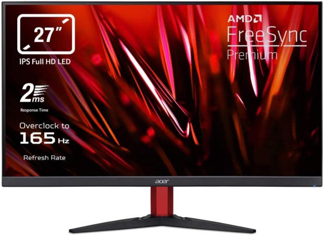 Монитор Acer Nitro KG272Sbmiipx, 27" IPS, Anti-Glare, ZeroFrame, FreeSync Prem., HDR 10, 2ms/0.5ms(Min.), 100M:1, 250 nits, FHD 1920x1080, up to 165Hz, 2xHDMI, DP, Audio out, Speakers 2x2W, Tilt, Black
