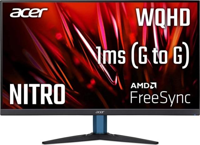 Монитор Acer Nitro KG272Ubmiipx, 27" IPS LED, Anti-Glare, ZeroFrame, AMD FreeSync, 1ms(VRB), 100M:1, 250nits, 2560x1440 WQHD, 75Hz, 2xHDMI, DP, Audio out, Speakers 2x2W Tilt, Black