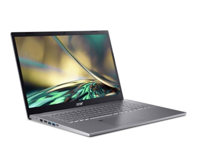 Лаптоп Acer Aspire 5, A517-53G-589E, Intel Core i5-1235U (3.3GHz up to 4.40GHz, 12MB), 17.3" FHD IPS slim bezel LCD, 16 GB DDR4, 512GB PCIe NVMe SSD, NVIDIA GeForce MX550/2GB, Wifi 802.11AX, BT, HD Cam, KB Backlight, No OS, Gray