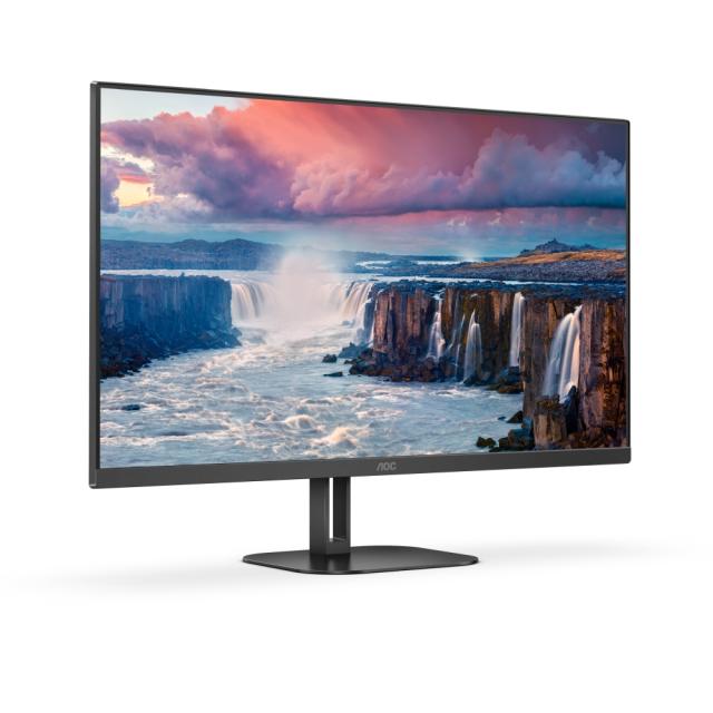 Монитор AOC 27V5CE/BK, 27" IPS WLED, 1920x1080@75Hz, 4ms GtG, 1ms MPRT, 300cd m/2, DCR 1000:1, 20M:1, Adaptive Sync, FlickerFree, Low Blue Light, 3Wx2, Tilt, HDMI, USB hub