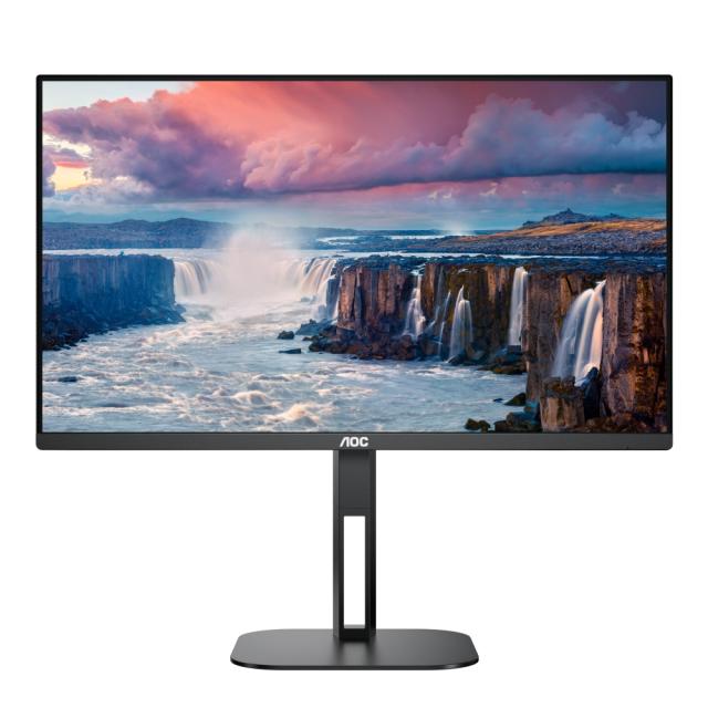 Монитор AOC Q27V5C/BK, 27" IPS WLED, 2560x1440@75Hz, 4ms GtG, 1ms MPRT, 300cd m/2, 1000:1, DCR 20M:1, Adaptive Sync, FlickerFree, Low Blue Light, 3Wx2, Tilt, Height Adjust, Pivot, Swivel, HDMI, DP, USB hub