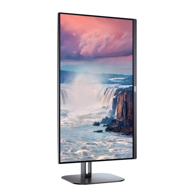 Монитор AOC Q27V5C/BK, 27" IPS WLED, 2560x1440@75Hz, 4ms GtG, 1ms MPRT, 300cd m/2, 1000:1, DCR 20M:1, Adaptive Sync, FlickerFree, Low Blue Light, 3Wx2, Tilt, Height Adjust, Pivot, Swivel, HDMI, DP, USB hub