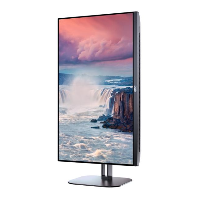 Монитор AOC Q27V5C/BK, 27" IPS WLED, 2560x1440@75Hz, 4ms GtG, 1ms MPRT, 300cd m/2, 1000:1, DCR 20M:1, Adaptive Sync, FlickerFree, Low Blue Light, 3Wx2, Tilt, Height Adjust, Pivot, Swivel, HDMI, DP, USB hub
