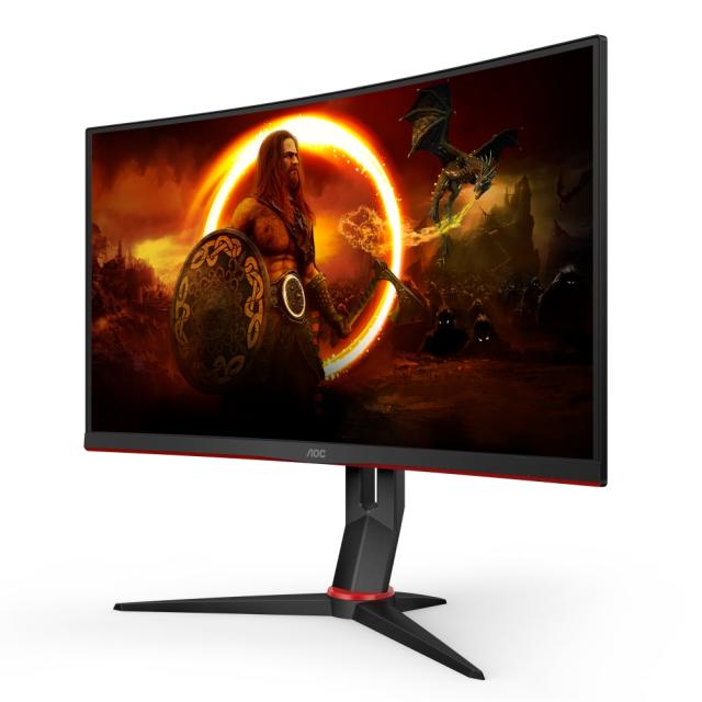 Монитор AOC CQ27G2S/BK, 27" Curved 1500R VA WLED, 2560x1440@165Hz, 4ms GtG, 1ms MPRT, 250cd m/2, 3000:1, DCR 80M:1, Adaptive Sync, FlickerFree, Low Blue Light, Tilt, Height Adjust, Swivel, 2xHDMI, DP