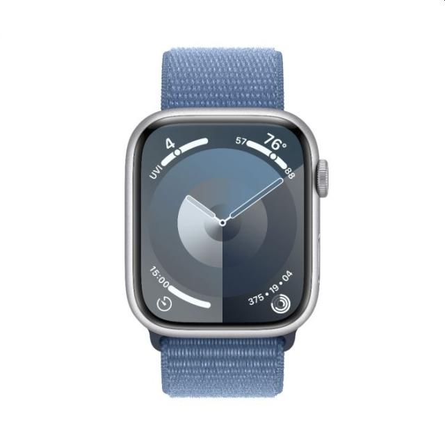 Часовник Apple Watch Series 9 GPS + Cellular 45mm Silver Aluminium Case with Winter Blue Sport Loop