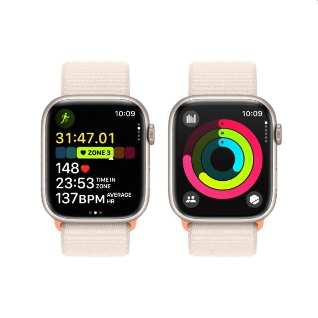Часовник Apple Watch Series 9 GPS + Cellular 45mm Starlight Aluminium Case with Starlight Sport Loop