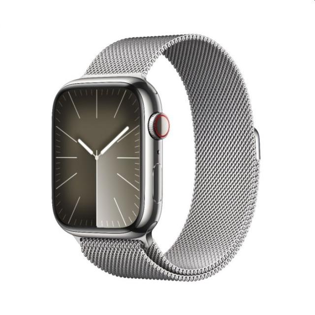 Часовник Apple Watch Series 9 GPS + Cellular 45mm Silver Stainless Steel Case with Silver Milanese Loop