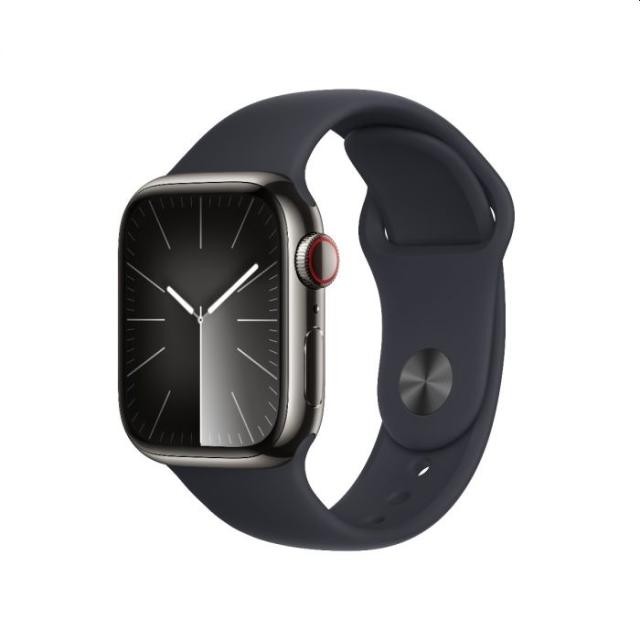 Часовник Apple Watch Series 9 GPS + Cellular 45mm Graphite Stainless Steel Case with Midnight Sport Band - S/M