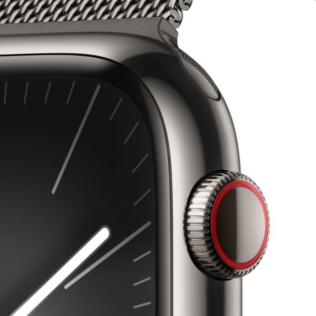 Часовник Apple Watch Series 9 GPS + Cellular 45mm Graphite Stainless Steel Case with Graphite Milanese Loop