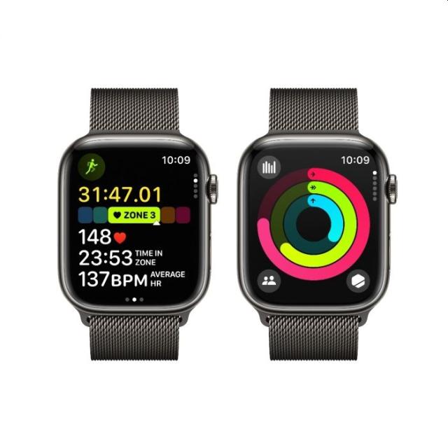Часовник Apple Watch Series 9 GPS + Cellular 45mm Graphite Stainless Steel Case with Graphite Milanese Loop