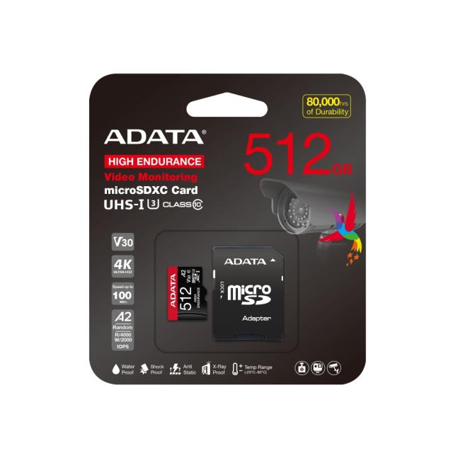 Памет ADATA 512GB MicroSDXC UHS-I U3 V30S High (with adapter)