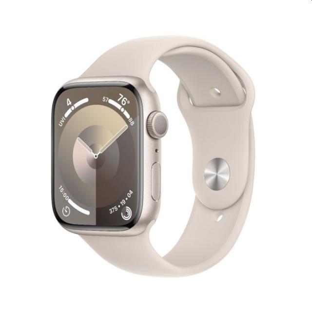 Часовник Apple Watch Series 9 GPS 45mm Starlight Aluminium Case with Starlight Sport Band - S/M