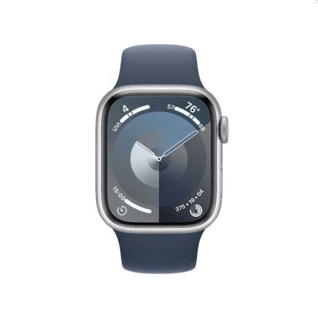 Часовник Apple Watch Series 9 GPS + Cellular 41mm Silver Aluminium Case with Storm Blue Sport Band - M/L