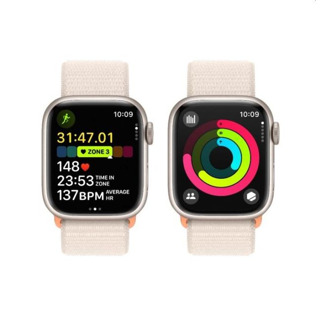 Часовник Apple Watch Series 9 GPS + Cellular 41mm Starlight Aluminium Case with Starlight Sport Loop