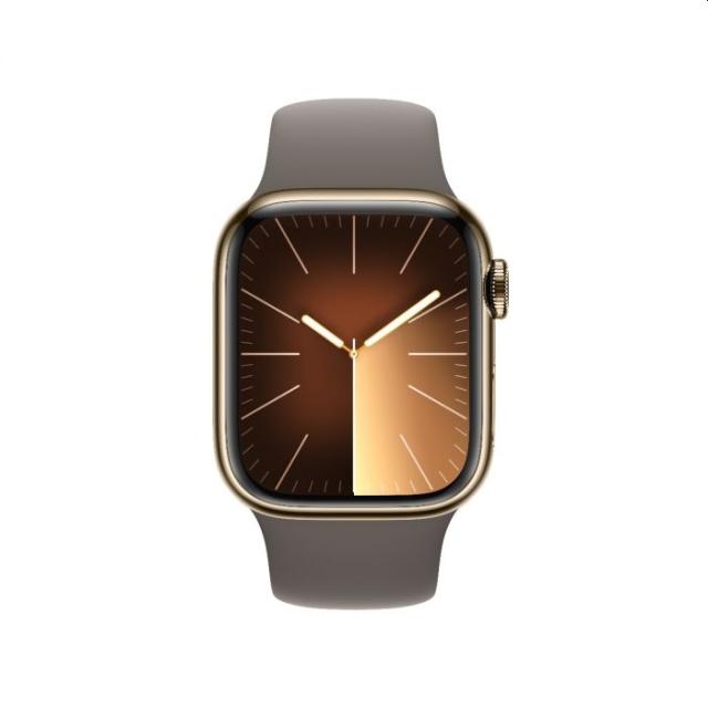 Часовник Apple Watch Series 9 GPS + Cellular 41mm Gold Stainless Steel Case with Clay Sport Band - S/M