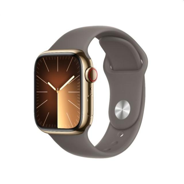 Часовник Apple Watch Series 9 GPS + Cellular 41mm Gold Stainless Steel Case with Clay Sport Band - M/L