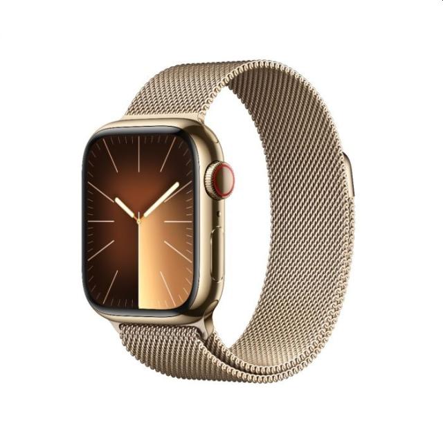 Часовник Apple Watch Series 9 GPS + Cellular 41mm Gold Stainless Steel Case with Gold Milanese Loop