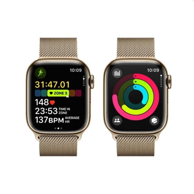 Часовник Apple Watch Series 9 GPS + Cellular 41mm Gold Stainless Steel Case with Gold Milanese Loop