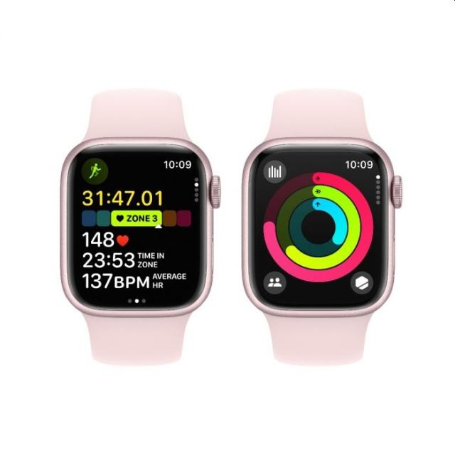 Часовник Apple Watch Series 9 GPS 41mm Pink Aluminium Case with Light Pink Sport Band - M/L