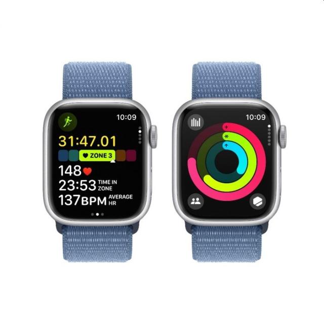 Часовник Apple Watch Series 9 GPS 41mm Silver Aluminium Case with Winter Blue Sport Loop