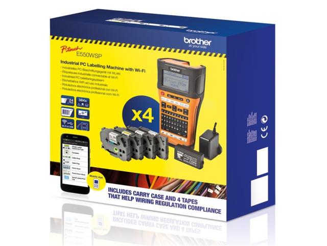 Етикираща система Brother PT-E550WVP Handheld Industrial Labelling system + 1x TZEFX231, TZE241, TZE251, TZE651