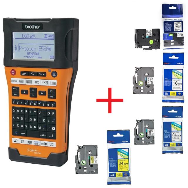 Етикираща система Brother PT-E550WVP Handheld Industrial Labelling system + 1x TZEFX231, TZE241, TZE251, TZE651