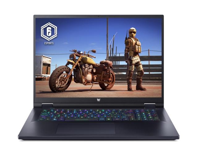 Лаптоп Acer Predator, PH18-71-909U, Intel Core i9-13900HX (up to 5.40GHz, 36MB), 18" WQXGA (2560x1600) IPS 165Hz DCI-P3 100% DDS, 16GB DDR5 5600MHz, 1024GB PCIe SSD, RTX 4070 8GB GDDR6, WIFI 6E BT INTEL Killer, Micro SD, FHD cam+mic, RGB-backlit Kb, 