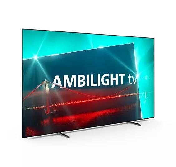 Телевизор Philips 55OLED718/12, 55" UHD 4K OLED 120Hz Ultra-low lag, 3840x2160, DVB-T/T2/T2-HD/C/S/S2, Ambilight, Google TV, 16GB, BT 5.0, HDMI 2.1, VRR, USB, Cl+, 802.11ac, Lan, G-Sync, Free Sync, 40W RMS+Logitech Wireless Touch Keyboard K400 Plus B