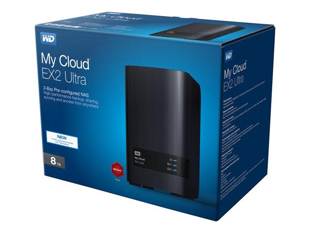 Мрежов сторидж Western Digital Cloud EX2 Ultra NAS 8TB, дву-ядрен Marvell ARMADA 385 1.3GHz, 1GB RAM, Lan1000, 2x USB 3.0