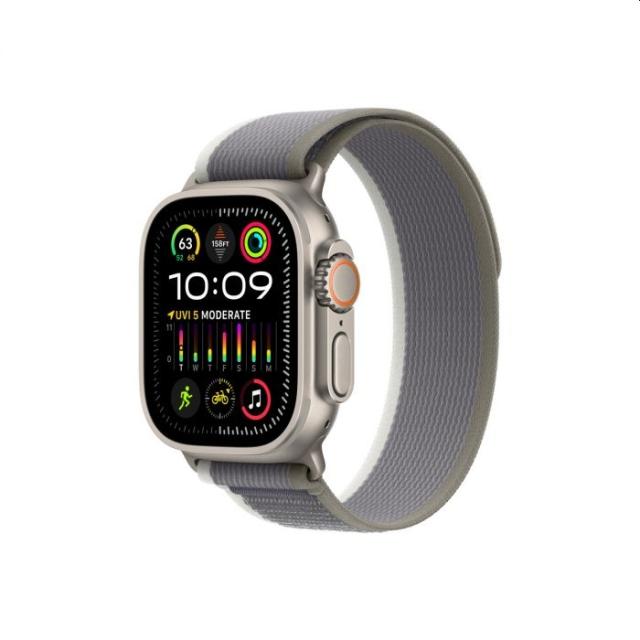 Часовник Apple Watch Ultra 2 GPS + Cellular, 49mm Titanium Case with Green/Grey Trail Loop - M/L