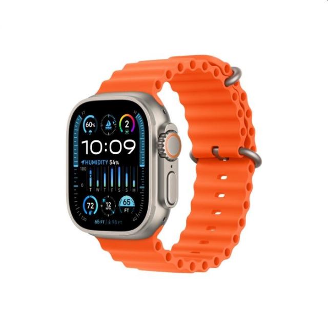 Часовник Apple Watch Ultra 2 GPS + Cellular, 49mm Titanium Case with Orange Ocean Band