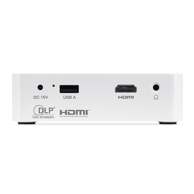 Мултимедиен проектор AOPEN Projector PV10 (powered by Acer), DLP, WVGA (854 x 480), 300Lm, 5000:1, LED Lamp (up to 30,000 hours), HDMI, DC Out (5V/0.5A, USB Type A), Stereo mini jack, WiFi, Speaker 2W, 0.4Kg, White + Logitech Wireless Presenter R400