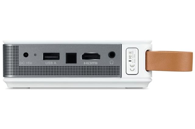 Мултимедиен проектор AOPEN PV12 (powered by Acer), 480p (854 x 480), 700 LED Lm, 5 000:1, Collapsible Stand Design, Auto Portrait mode, HDMI, USB Type A, IR receiver, WiFi, 1x2W, Build-in Battery, 0.440Kg, Dark Grey