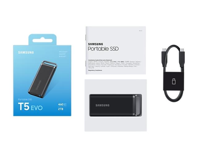 Външен SSD Samsung T5 EVO, 2TB, USB 3.2 Gen 1, Черен 