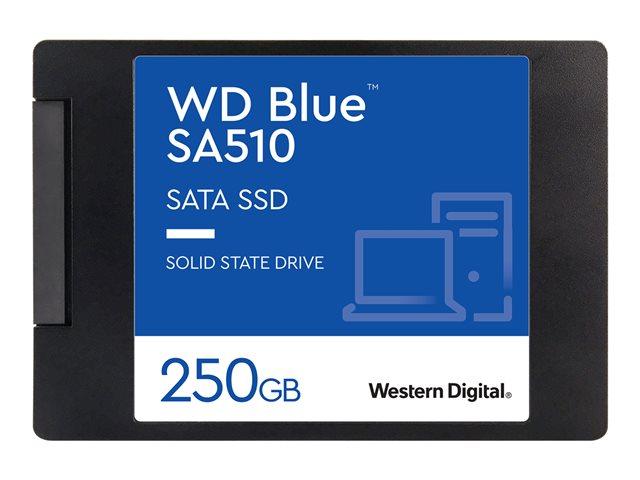 Western Digital Blue SA510 SSD 250GB SATA III 6Gb/s cased 2.5inch 7mm, скорост на четене 555 MB/s, скорост на запис 440 MB/s