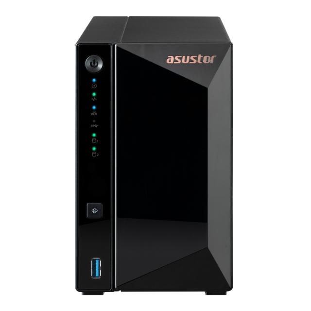 Мрежов сторидж Asustor AS3302T_V2, 2 bay NAS, Realtek RTD1619B, Quad-Core, 1.7GHz (not ex.), 2.5GbE x1, USB3.2 Gen1 x3, WOW (Wake on WAN), Ttoolless installation, with hot-swappable tray, hardware encryption, MyArchive, EZ connect, EZ Sync, WoL, Syst