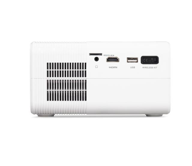 Мултимедиен проектор AOPEN Projector QH11 Mobile (powered by Acer), LCD, HD (1280 x720), 1 000:1, 5000 LED Lm, White LED lamp, HDMI, USB-A(5V/0.5A), MicroSD, Audio in, 1x5W, Wifi+Dongle, Holders, 1.3Kg, White