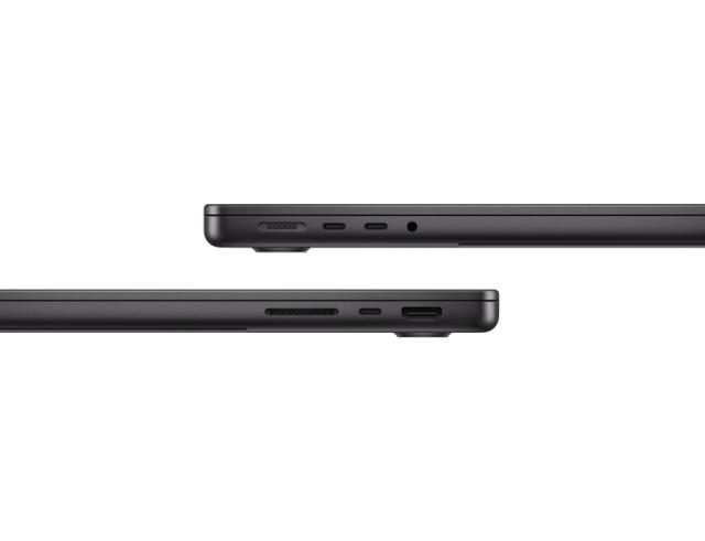 Лаптоп Apple MacBook Pro 14 2023, 14.2" (36.07 cm), Apple M3 Pro 11C (3.05/4.05GHz, 36M), 14 ядра GPU Apple M3 Pro, 36GB LPDDR5, 512GB SSD, Space Black
